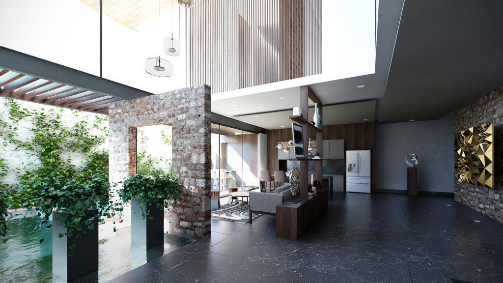 Projet rendu 3D - Casa Zanda Salle à manger - Entrée