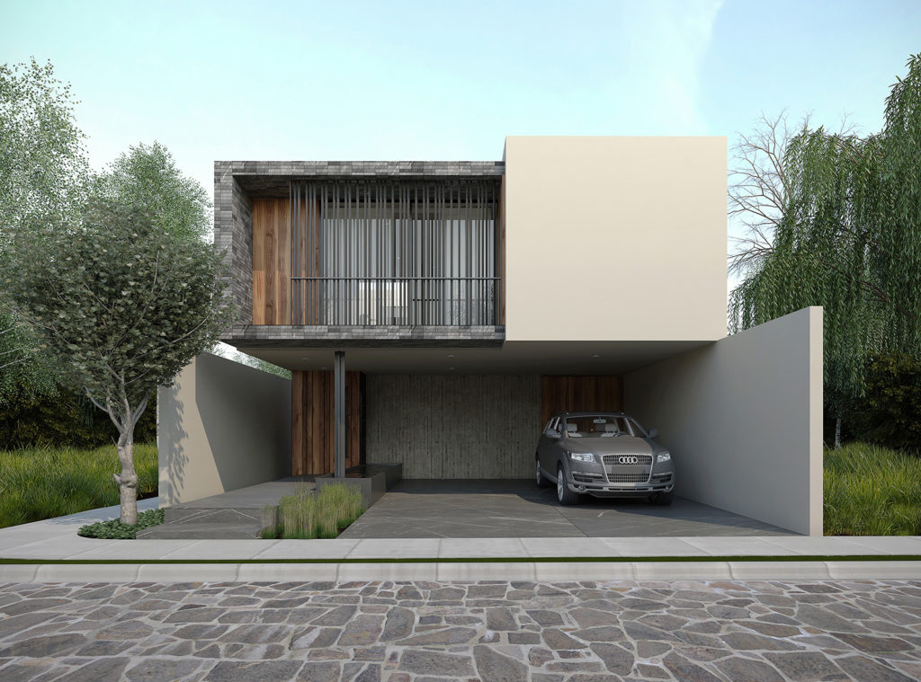 Projet rendu 3D - Casa Noria - facade nord - garage